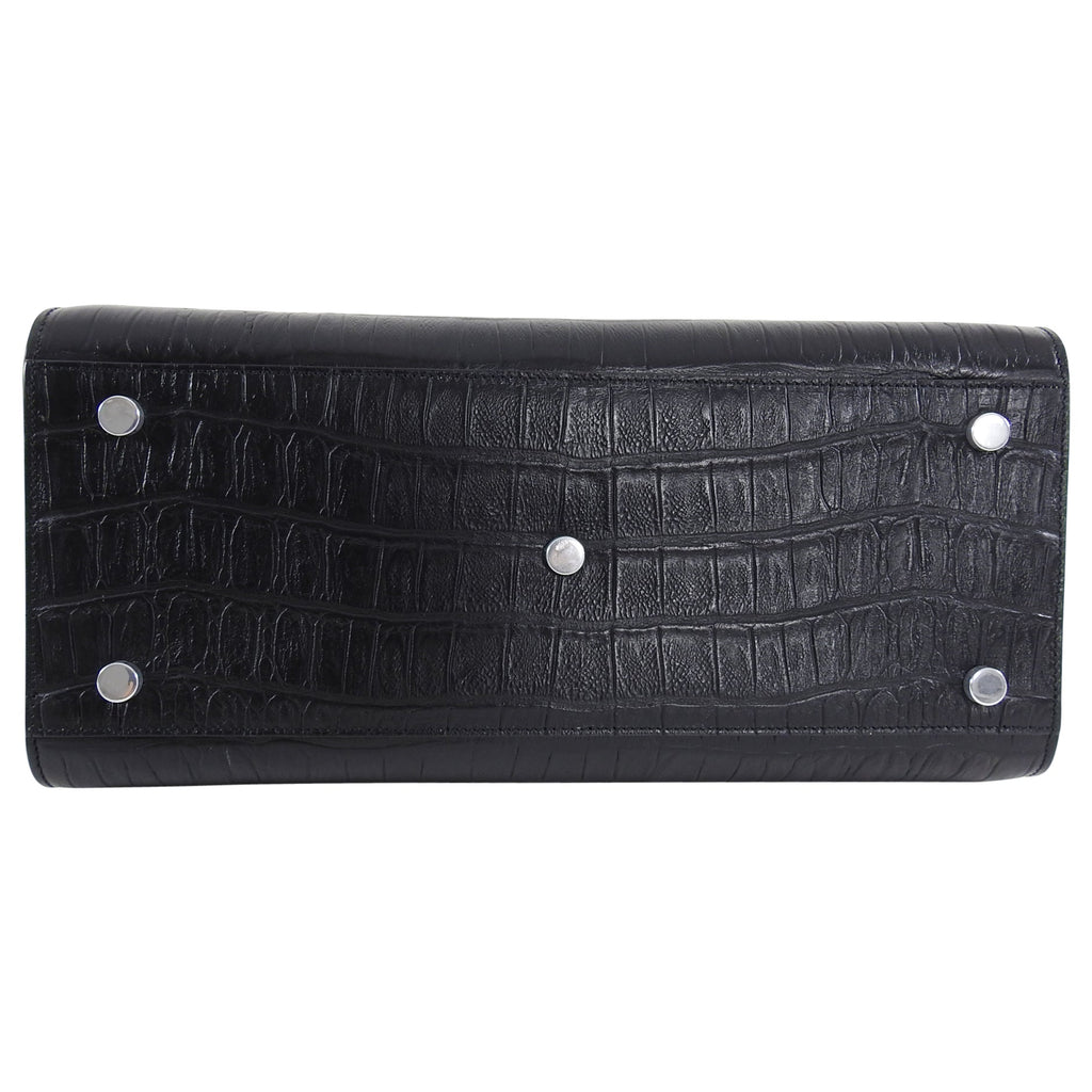 Saint Laurent Sac de Jour Croc Effect Black Small Tote Bag