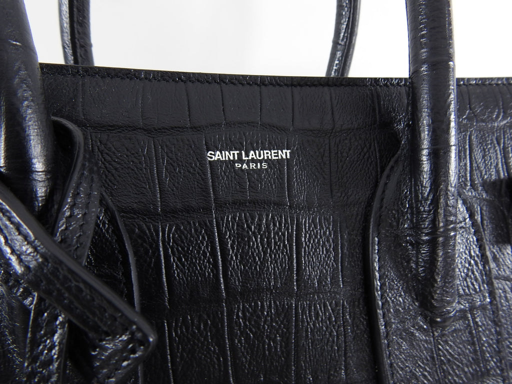 Saint Laurent Sac de Jour Croc Effect Black Small Tote Bag