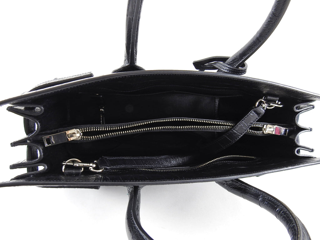 Saint Laurent Sac de Jour Croc Effect Black Small Tote Bag
