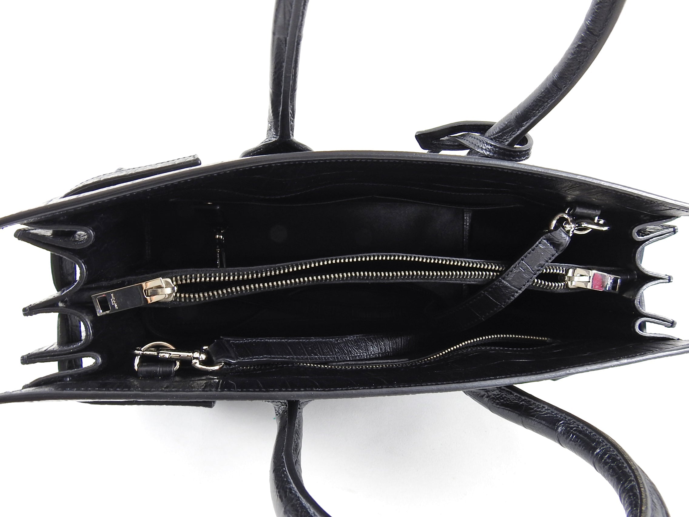 Saint Laurent Sac de Jour Croc Effect Black Small Tote Bag