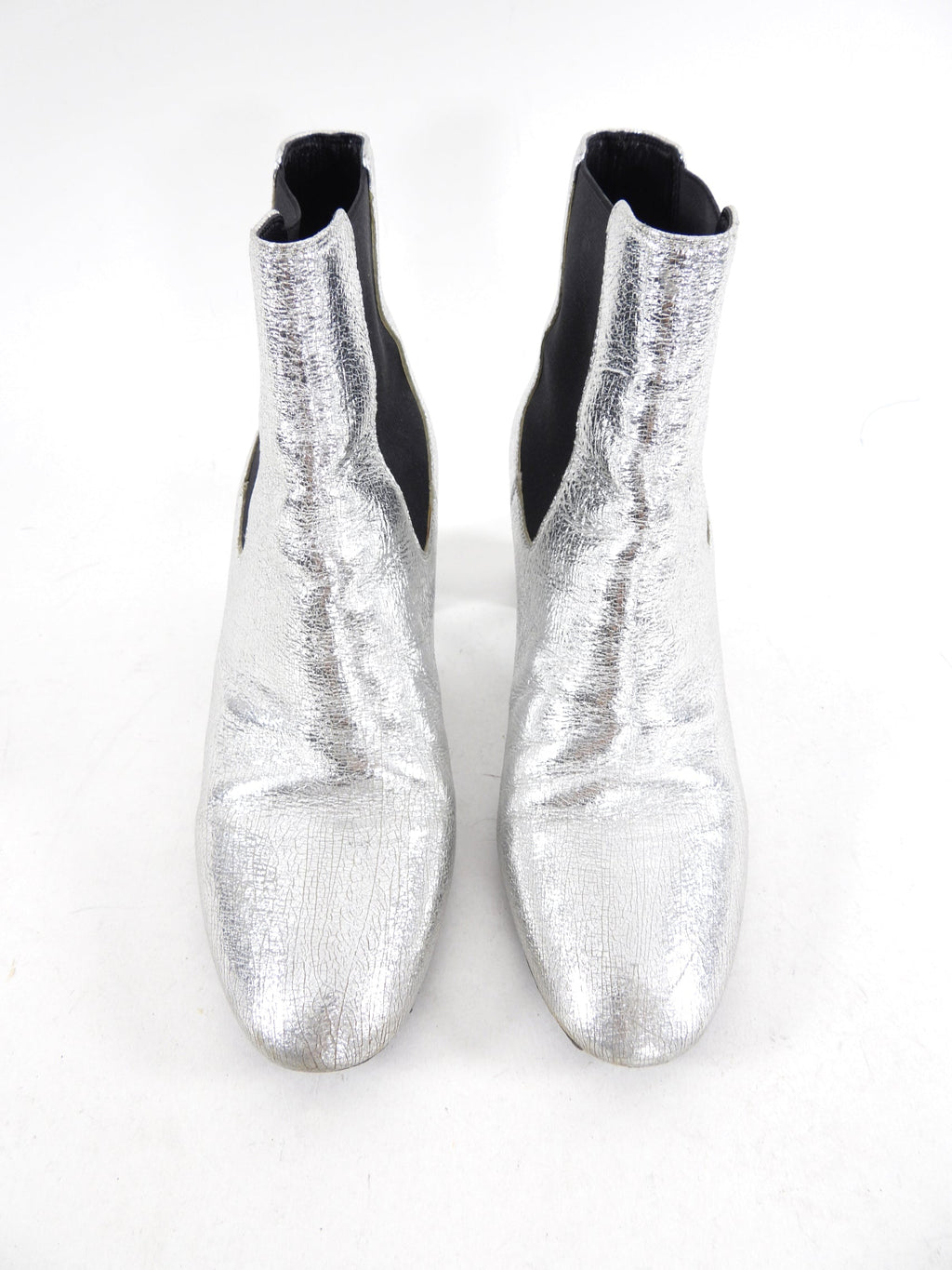 Saint Laurent Silver Leather Ankle Boot - 38 / 7.5