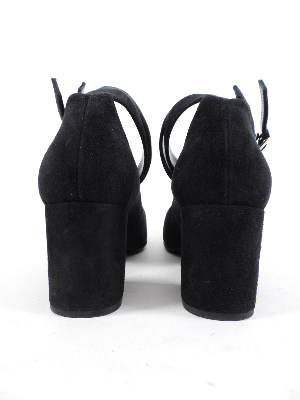 Saint Laurent Black Suede Double Ankle Strap Heel - 35
