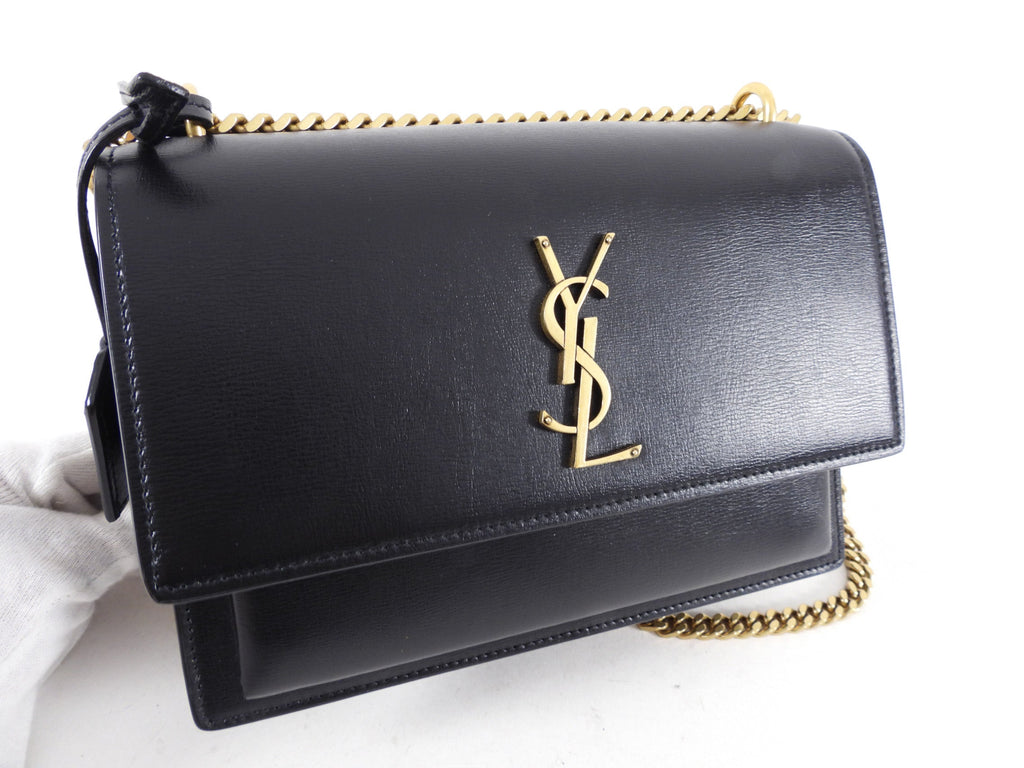 Saint Laurent Black Leather Medium Sunset Chain Shoulder Bag