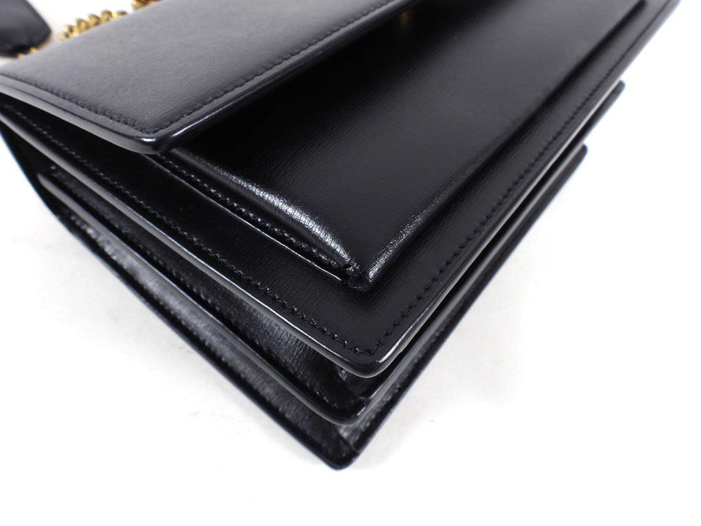 Saint Laurent Black Leather Medium Sunset Chain Shoulder Bag