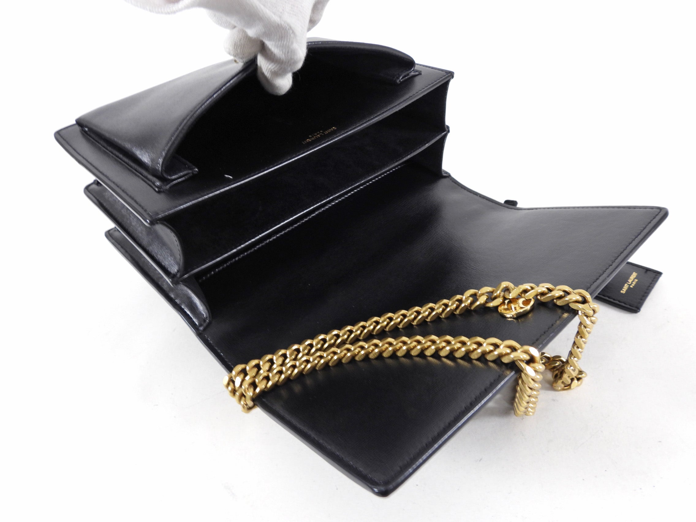 Saint Laurent Black Leather Medium Sunset Chain Shoulder Bag