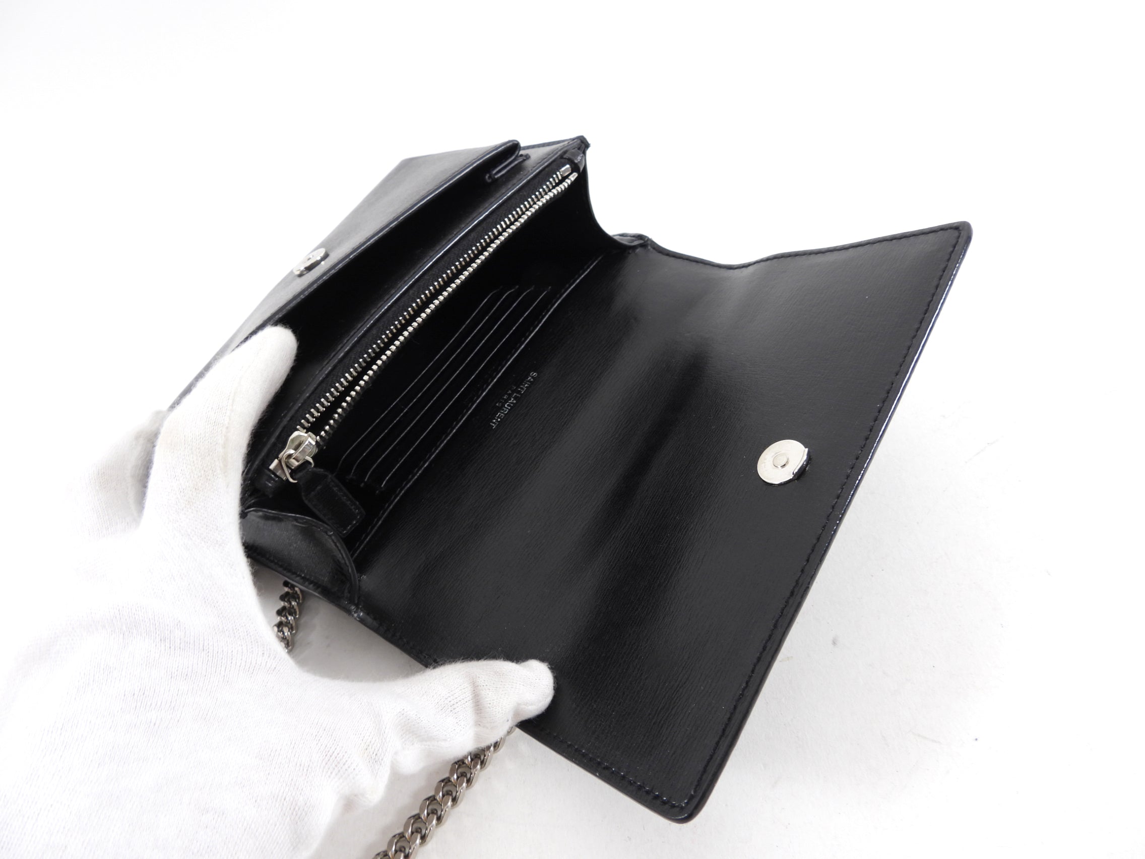 Saint Laurent Black Leather Mini Sunset Crossbody Bag