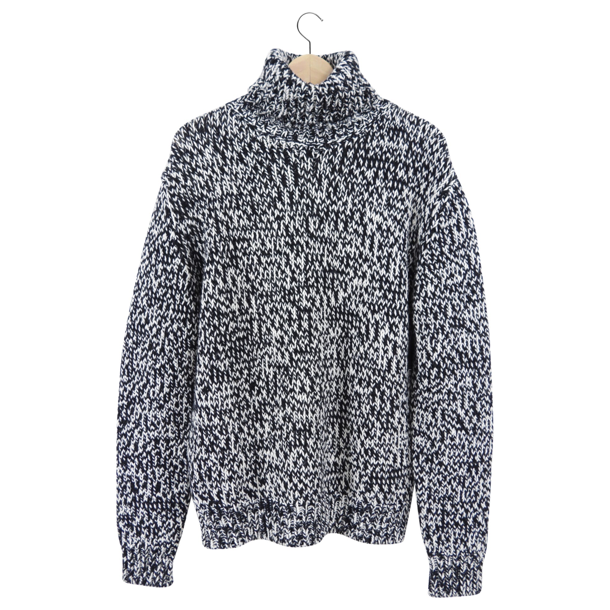 Saint Laurent Oversized Black White Knit Sweater - M