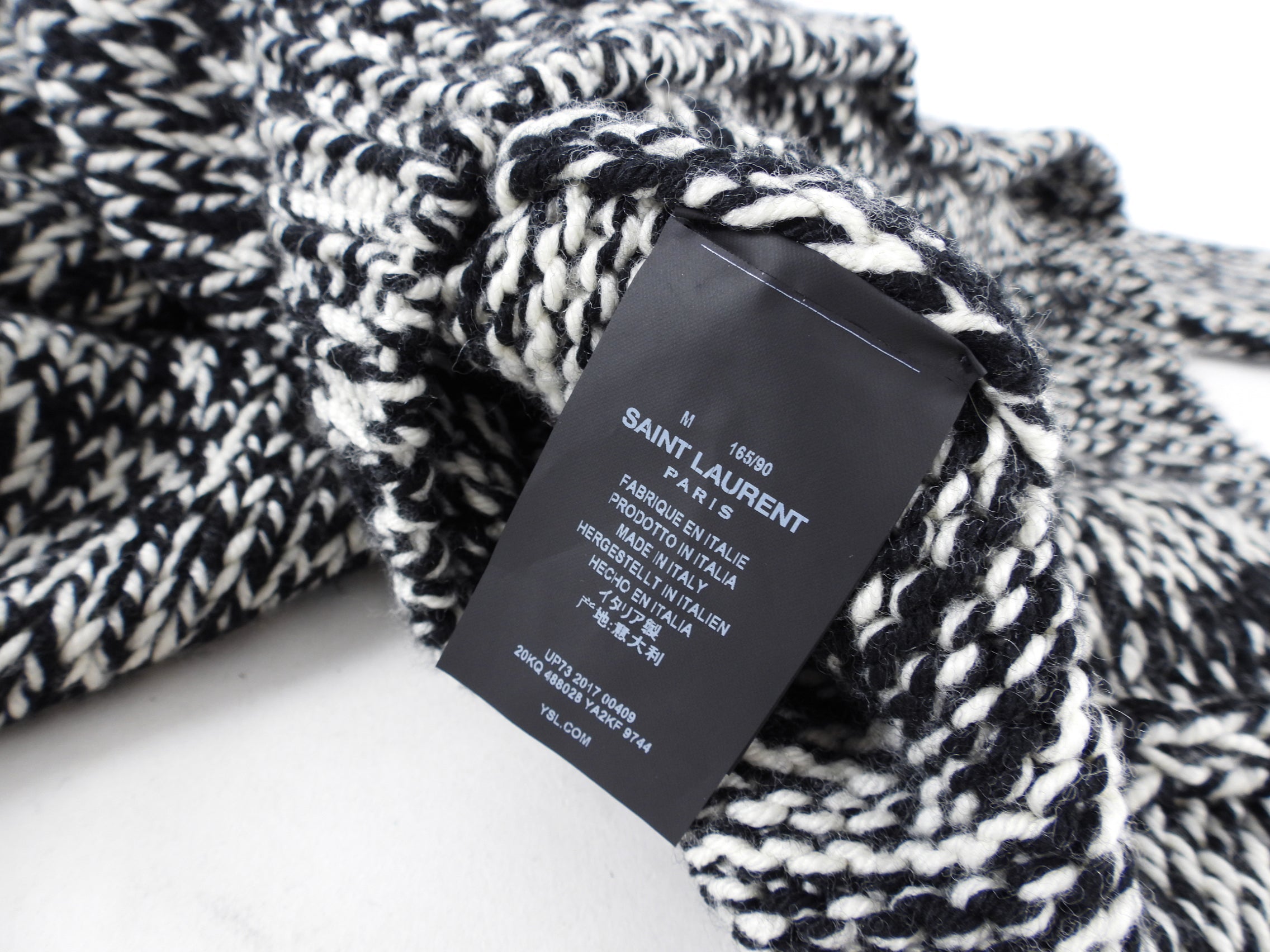 Saint Laurent Oversized Black White Knit Sweater - M