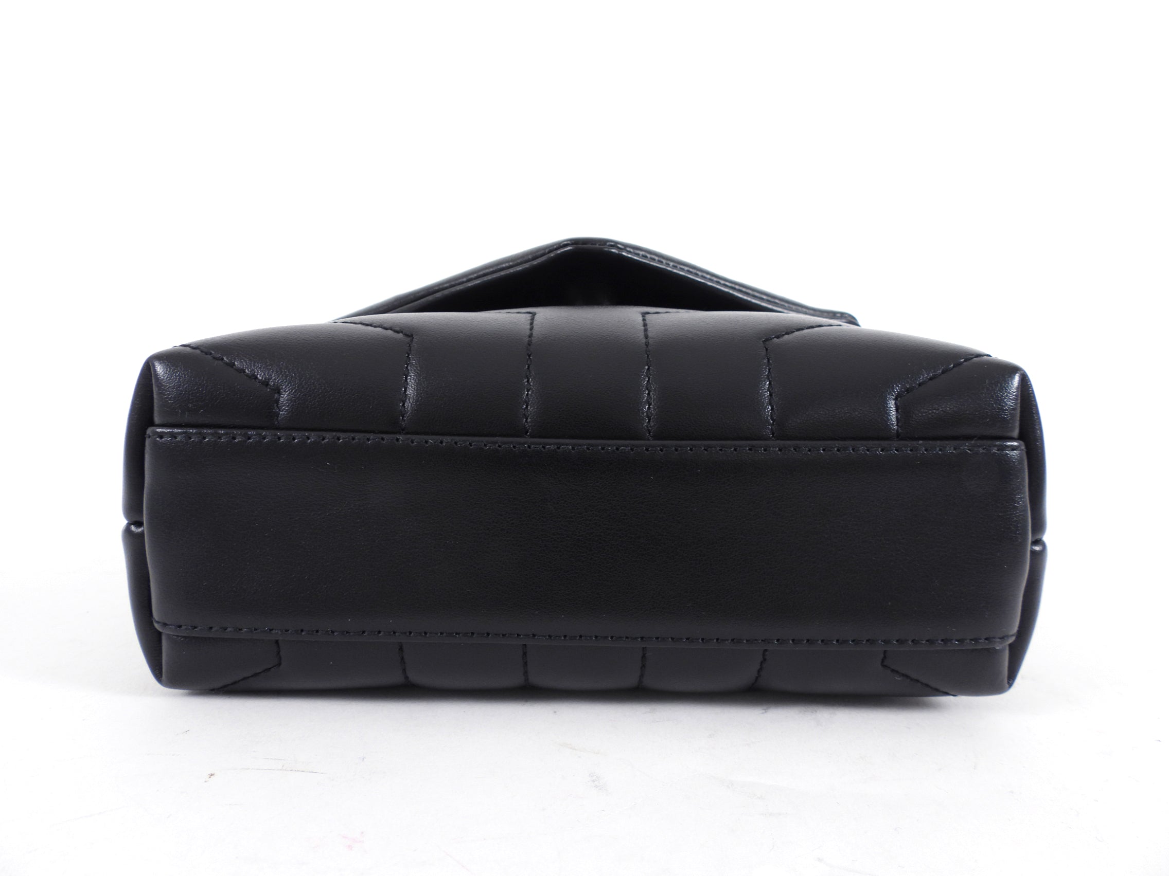 Saint Laurent Black Chevron Quilted Lambskin Toy Lou Lou Shoulder Bag BHW