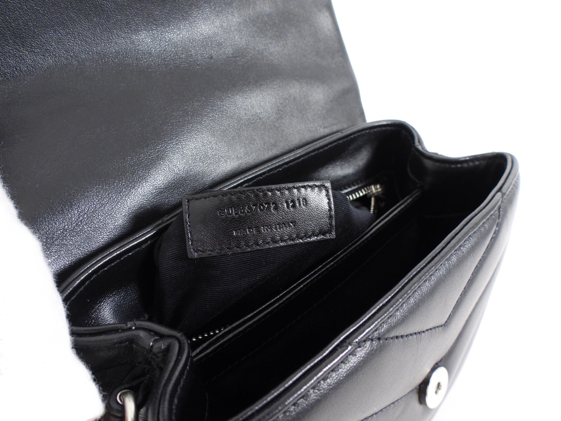 Saint Laurent Black Leather Toy Lou Lou Monogram Quilted Crossbody Bag