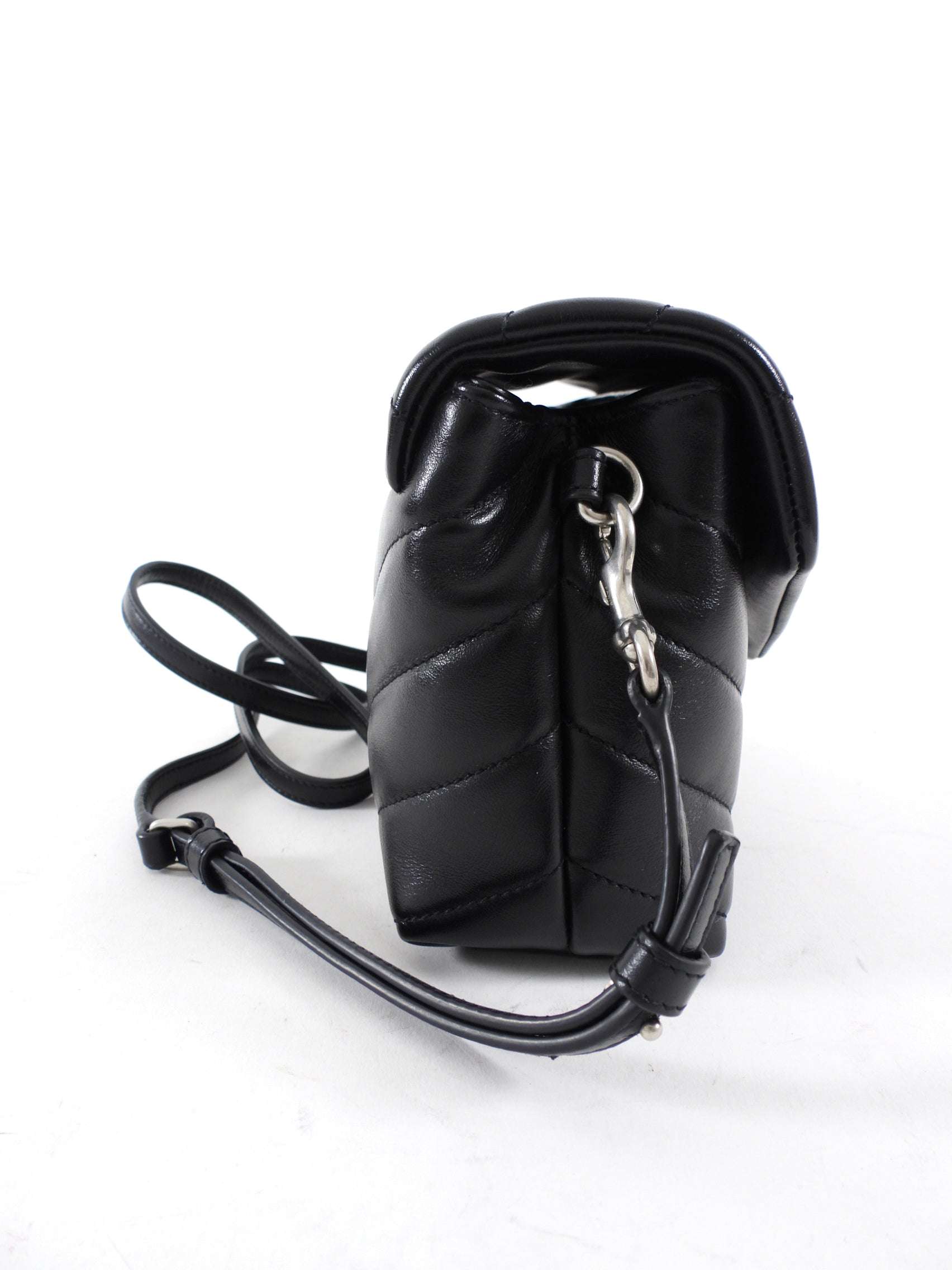 Saint Laurent Black Leather Toy Lou Lou Monogram Quilted Crossbody Bag