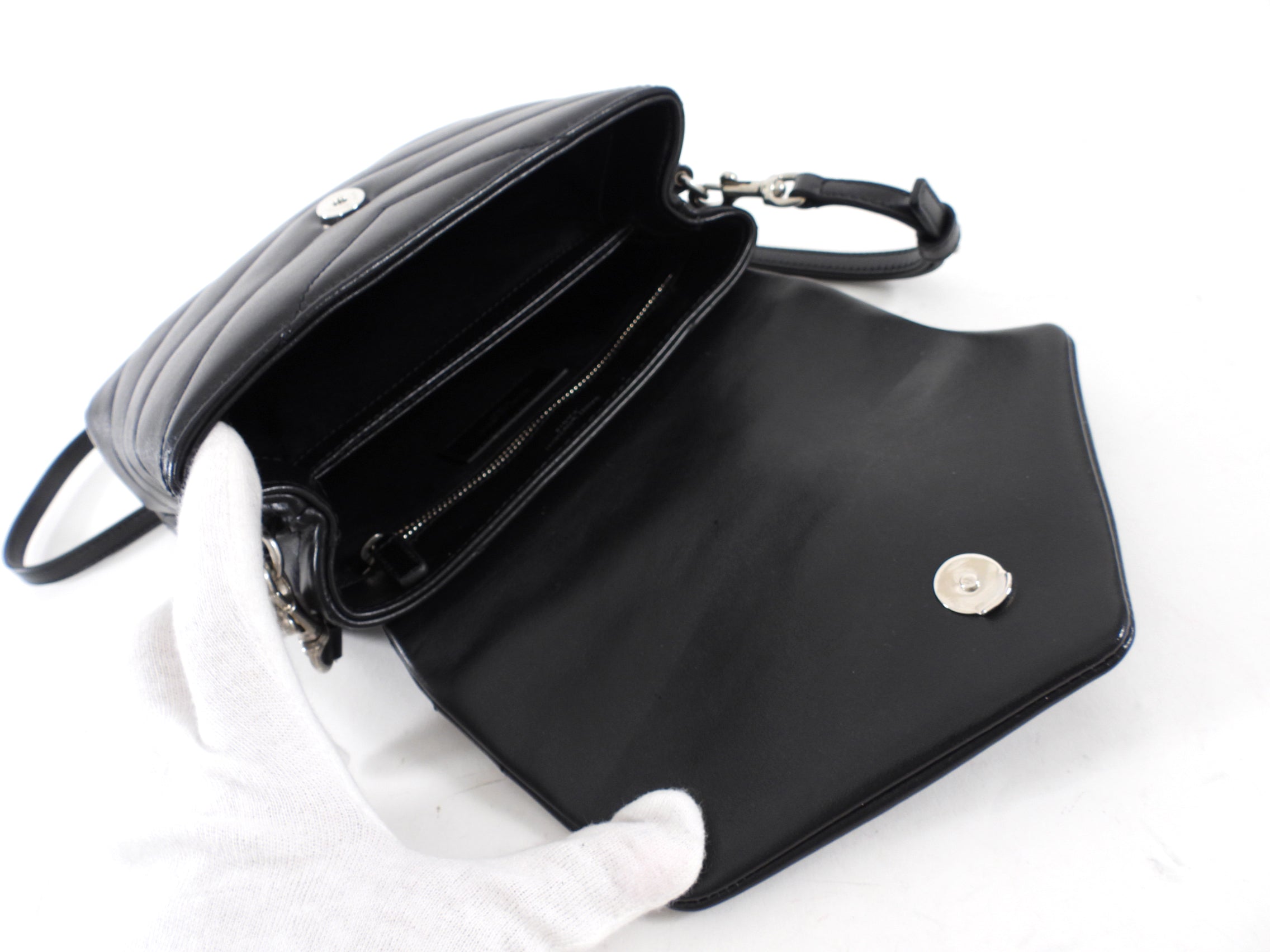 Saint Laurent Black Leather Toy Lou Lou Monogram Quilted Crossbody Bag