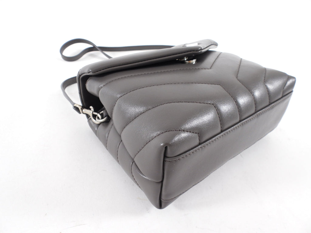 Saint Laurent Grey Leather Toy Lou Lou Monogram Quilted Crossbody Bag