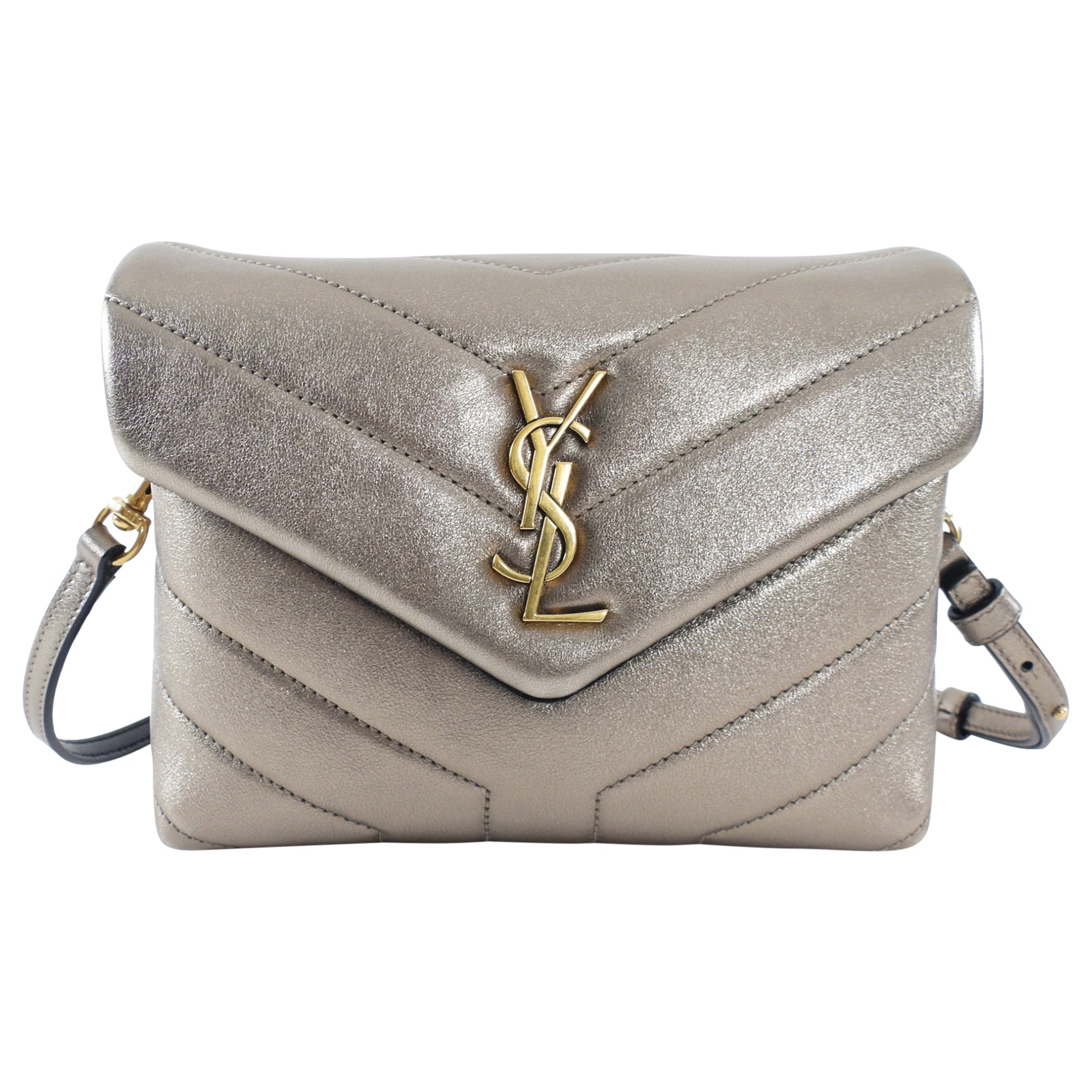 Saint Laurent Lou Lou Toy Metallic Pewter Leather Bag