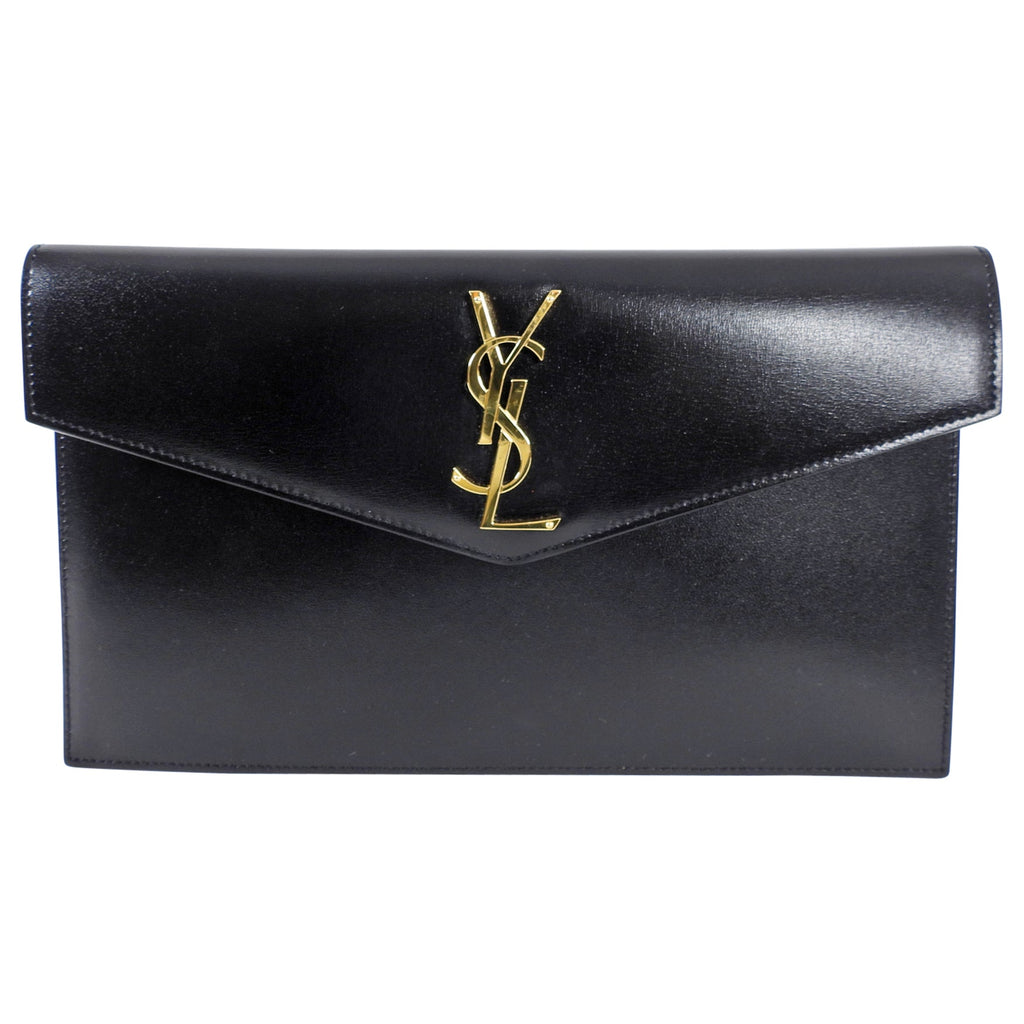 Saint Laurent Black Smooth Leather Uptown Clutch