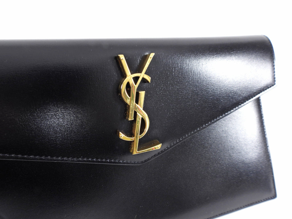 Saint Laurent Black Smooth Leather Uptown Clutch