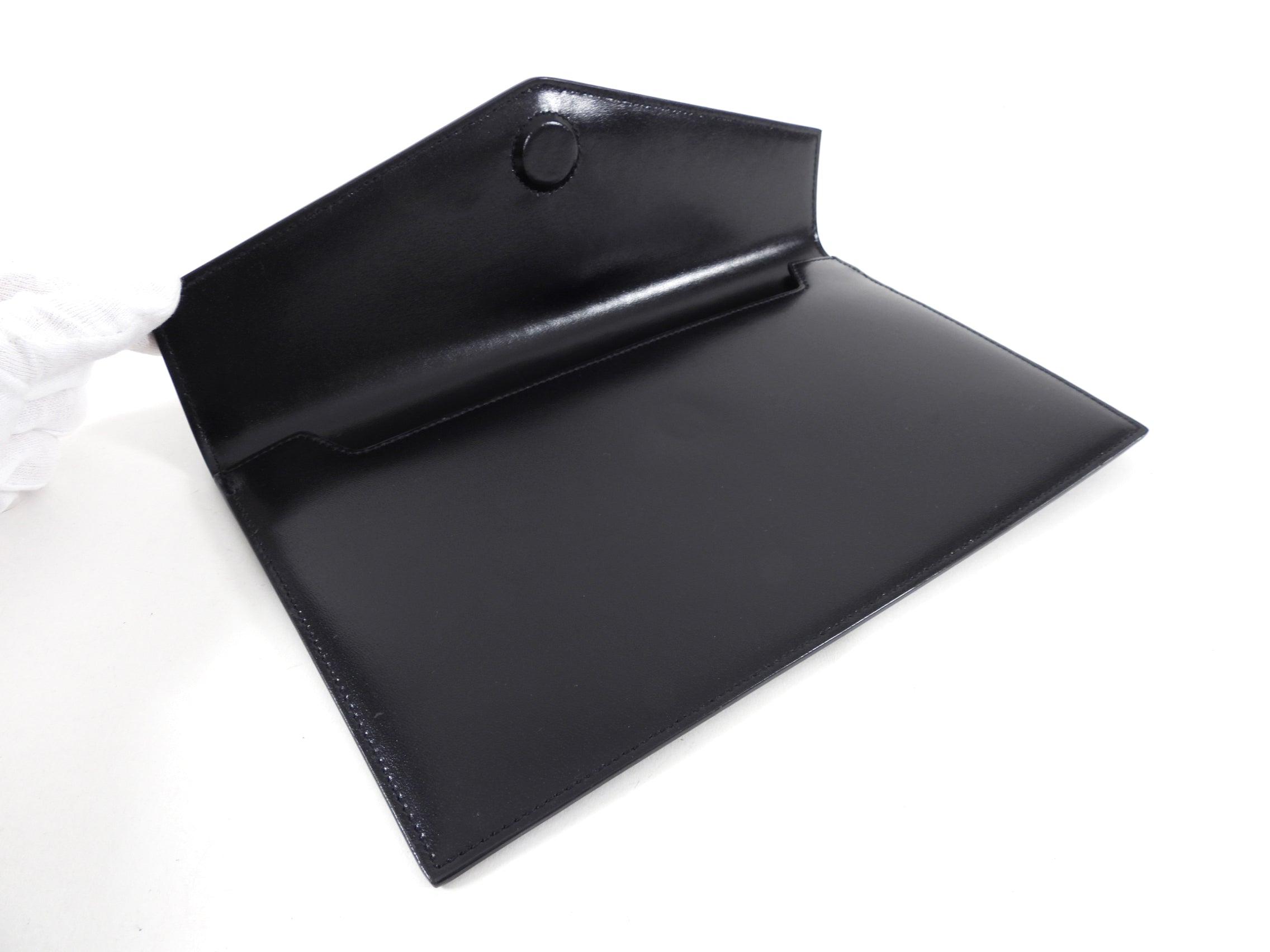 Saint Laurent Black Smooth Leather Uptown Clutch