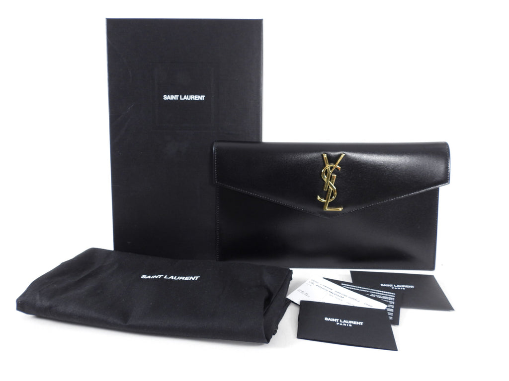 Saint Laurent Black Smooth Leather Uptown Clutch