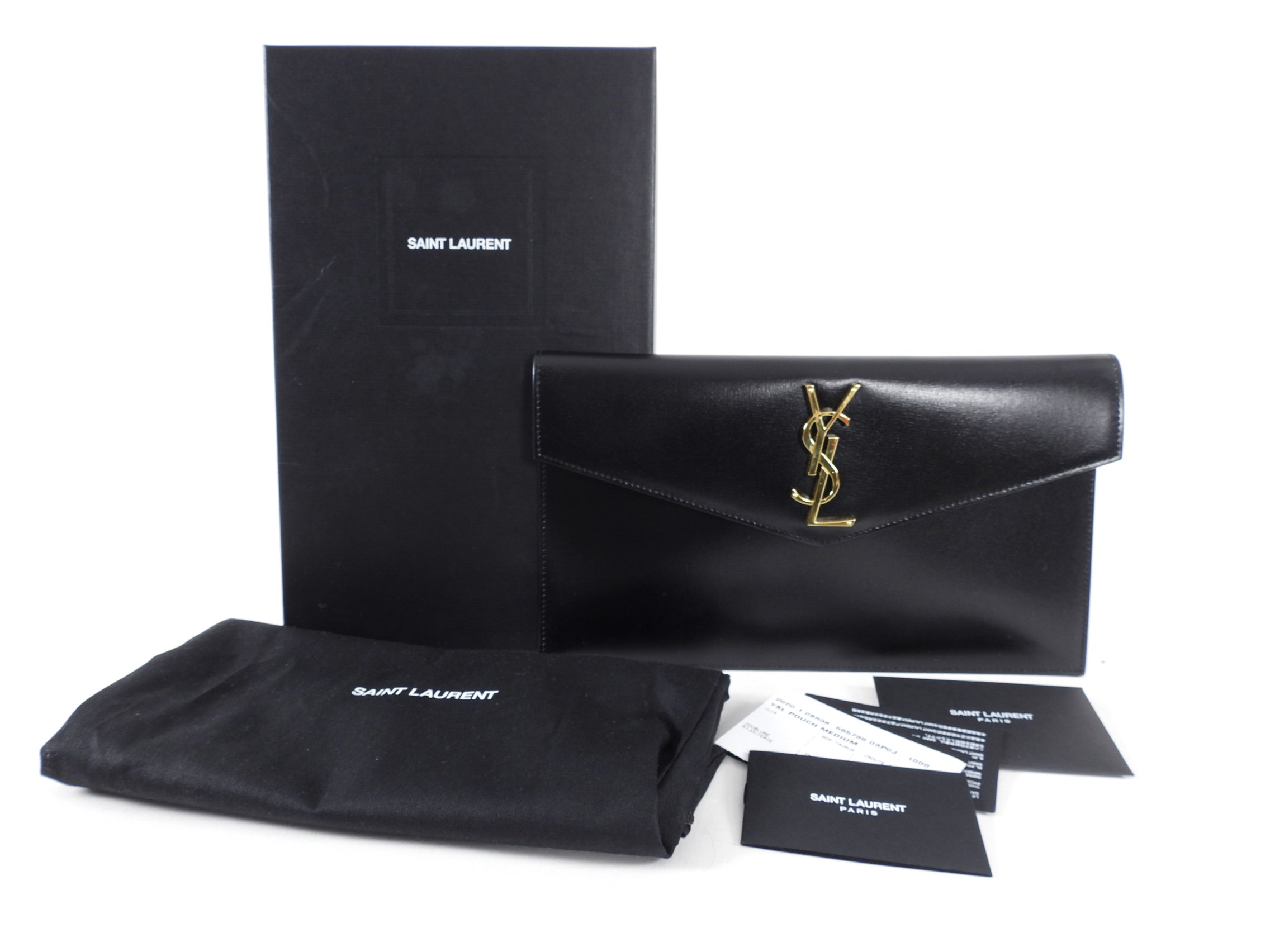 Saint Laurent Black Smooth Leather Uptown Clutch