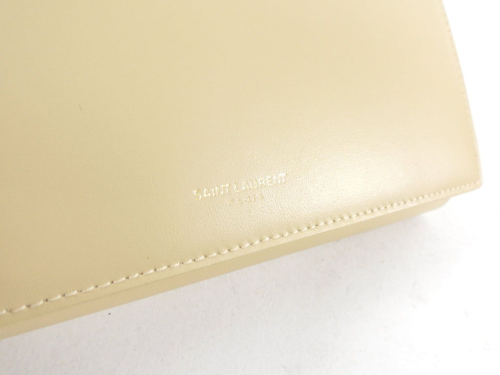 Saint Laurent Beige Smooth Leather Wallet on Chain
