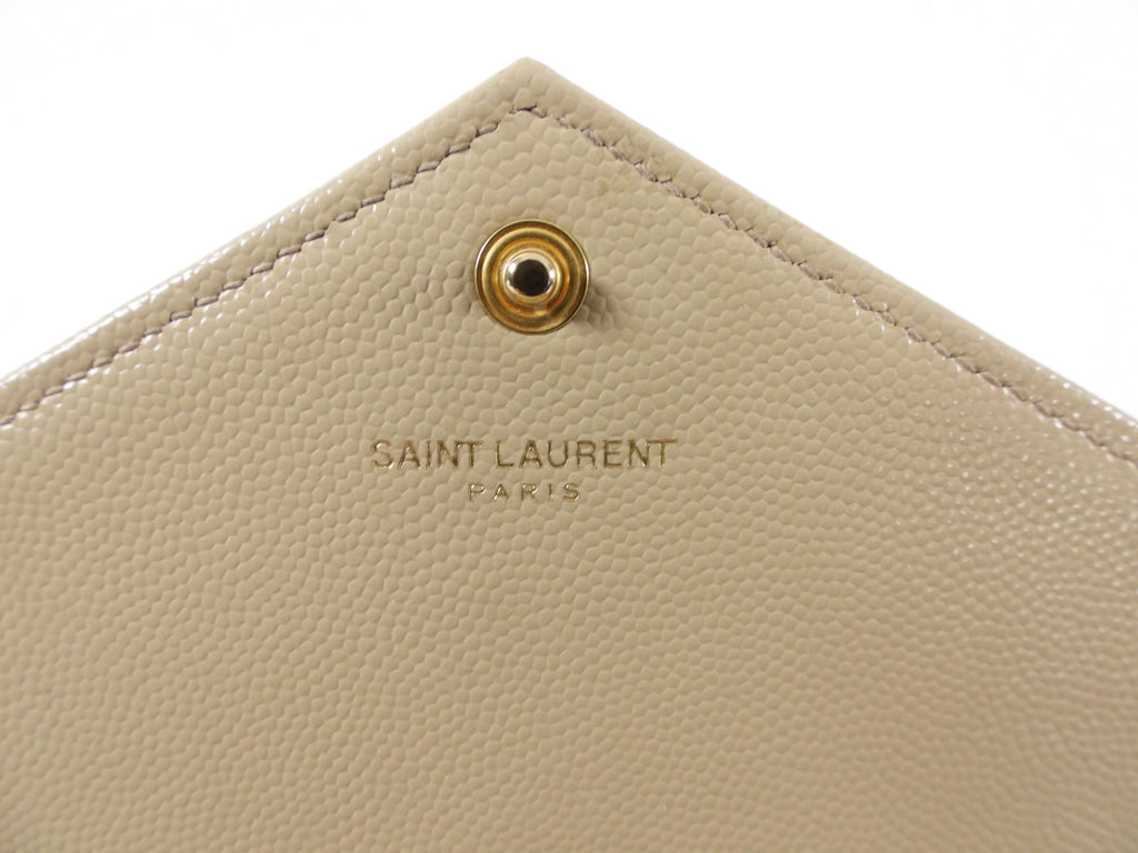 Saint Laurent Beige Chevron Monogram Wallet on Chain Crossbody