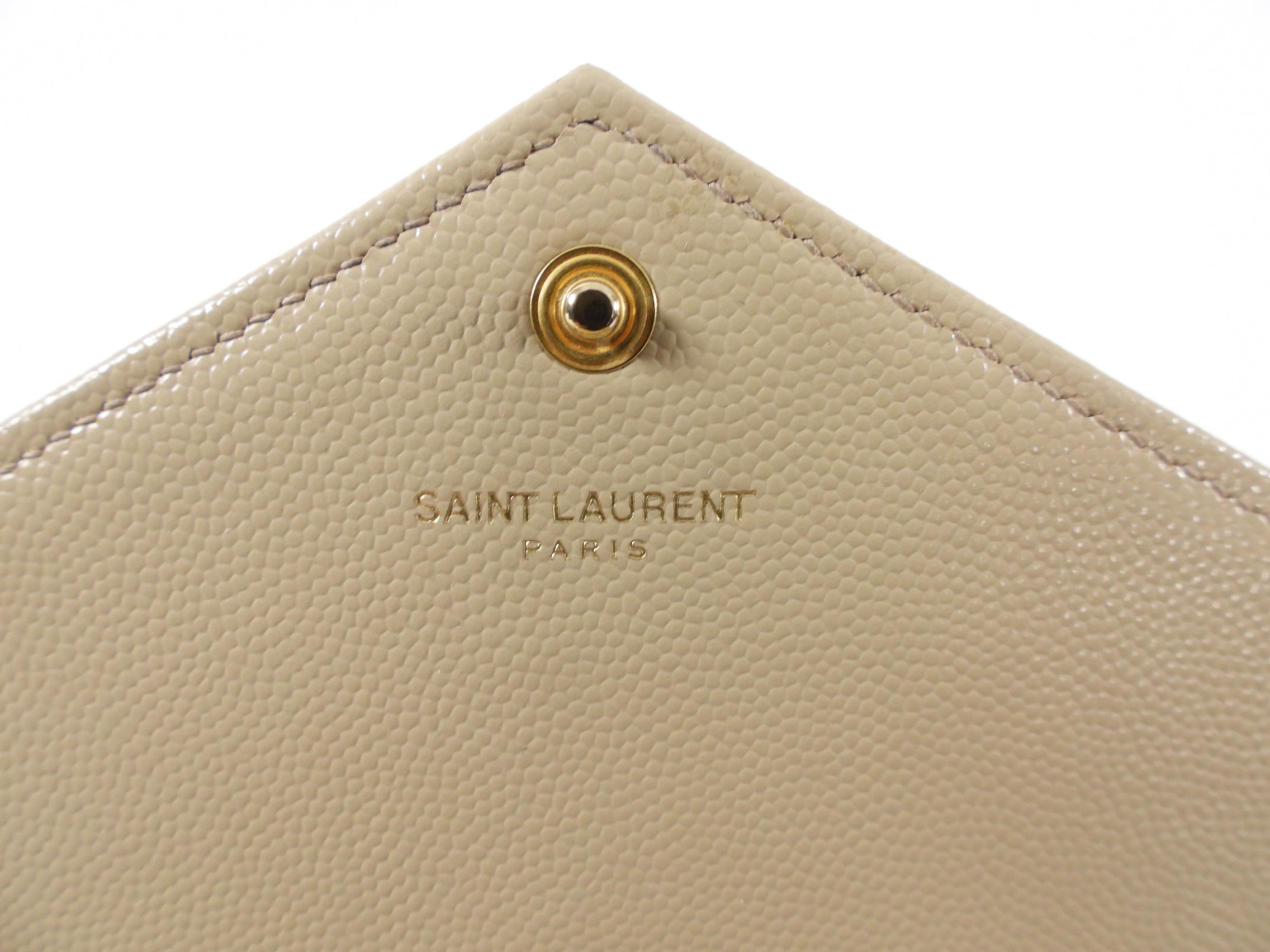 Saint Laurent Beige Chevron Monogram Wallet on Chain Crossbody