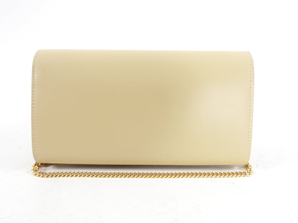 Saint Laurent Beige Smooth Leather Wallet on Chain