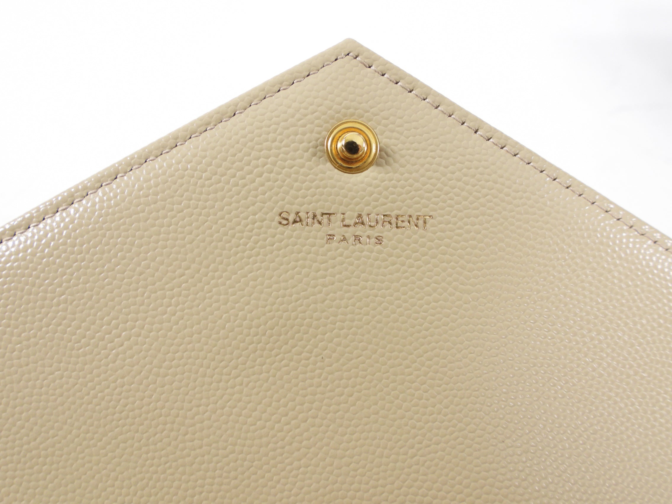 Saint Laurent Beige Chevron Monogramme Chain Wallet Bag