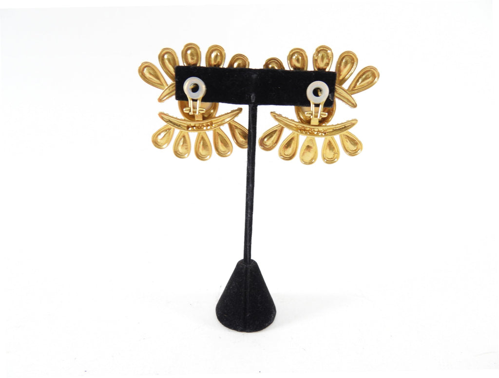 Schiaparelli Rhinestone Enamel and Crystal Eyelash Earrings