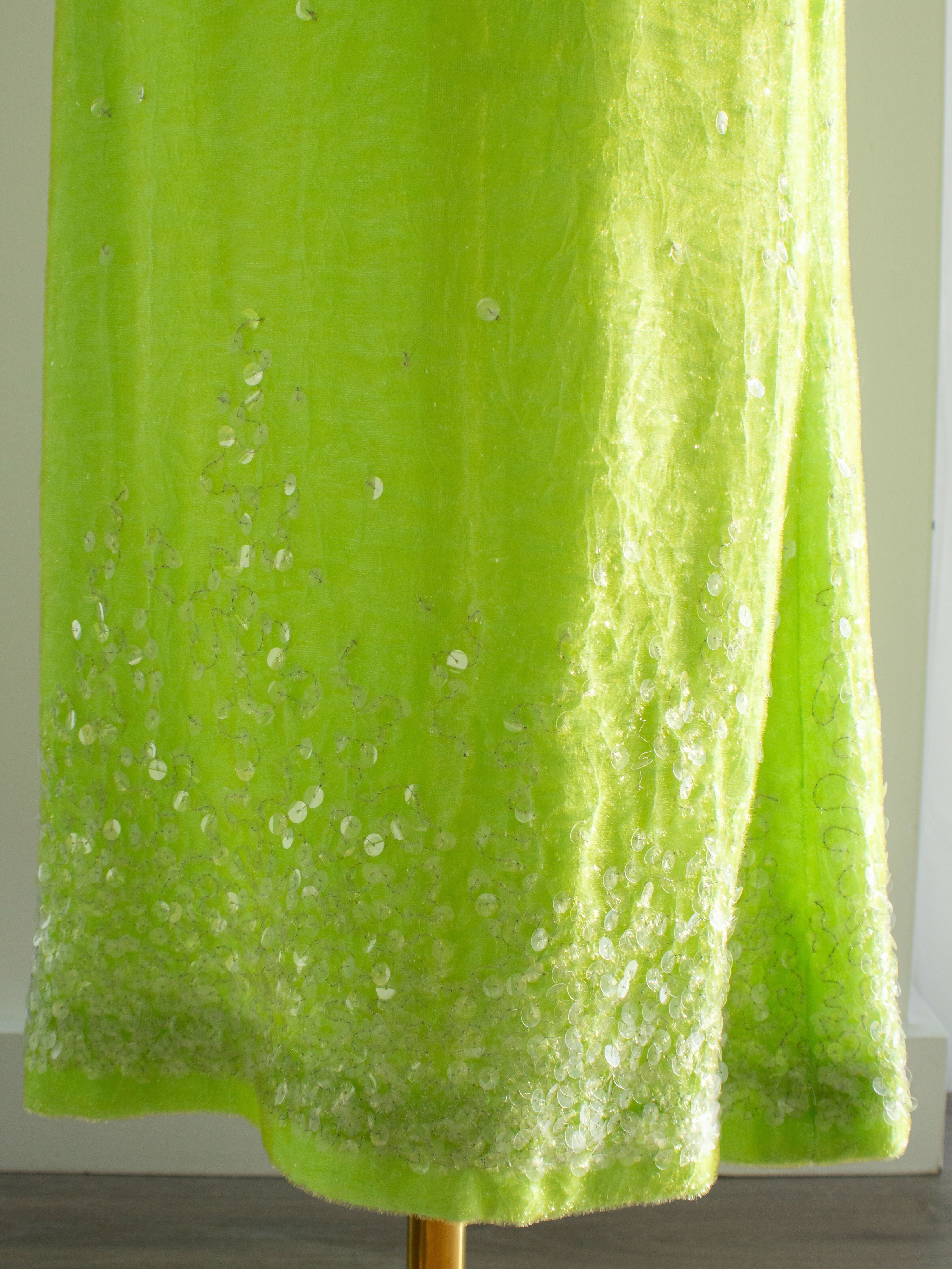 Chanel Vintage S/S1997 Green Sequin Embellished Velvet Dress Gown Jacket 97P Set