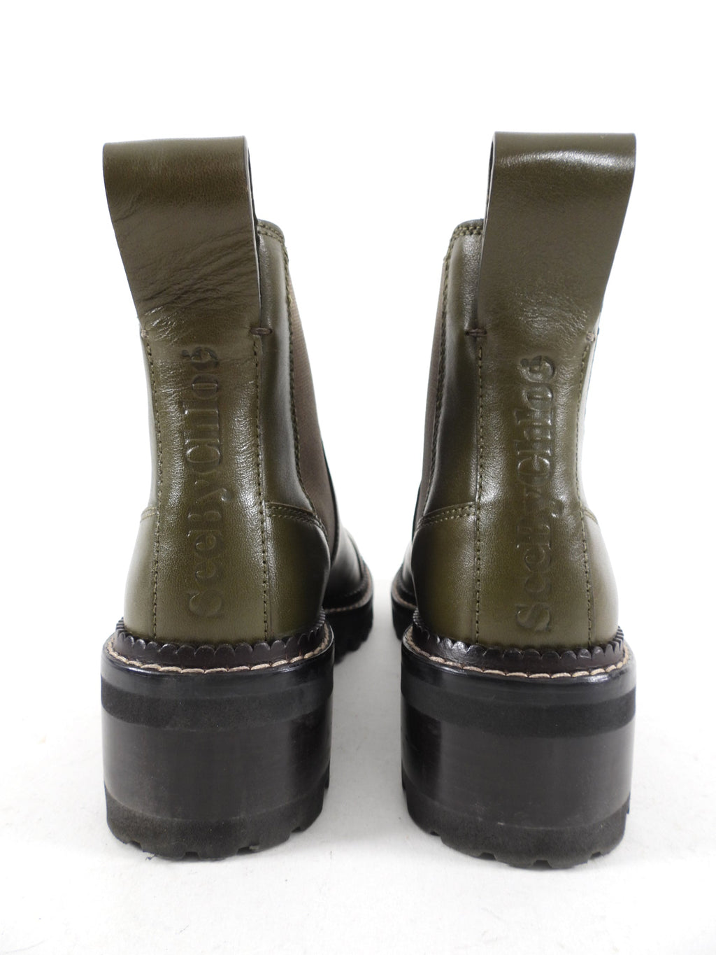 See by Chloe Olive Green Leather Ankle Boot - 37
