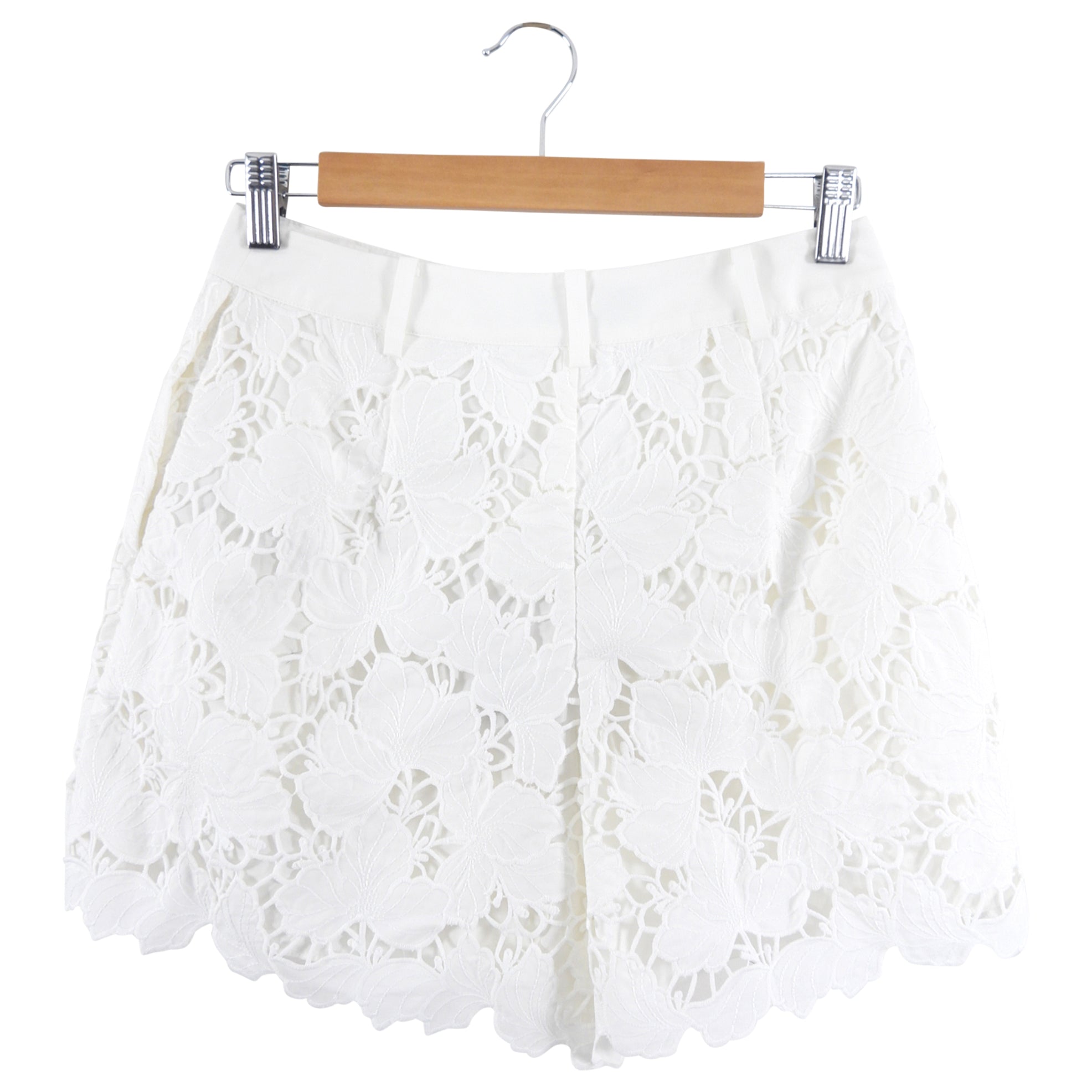 Self Portrait White Cotton Guipuire Lace Shorts - 4