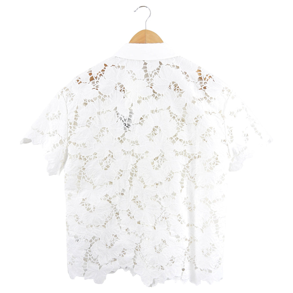 Self Portrait White Cotton Guipuire Lace Shirt - S / M