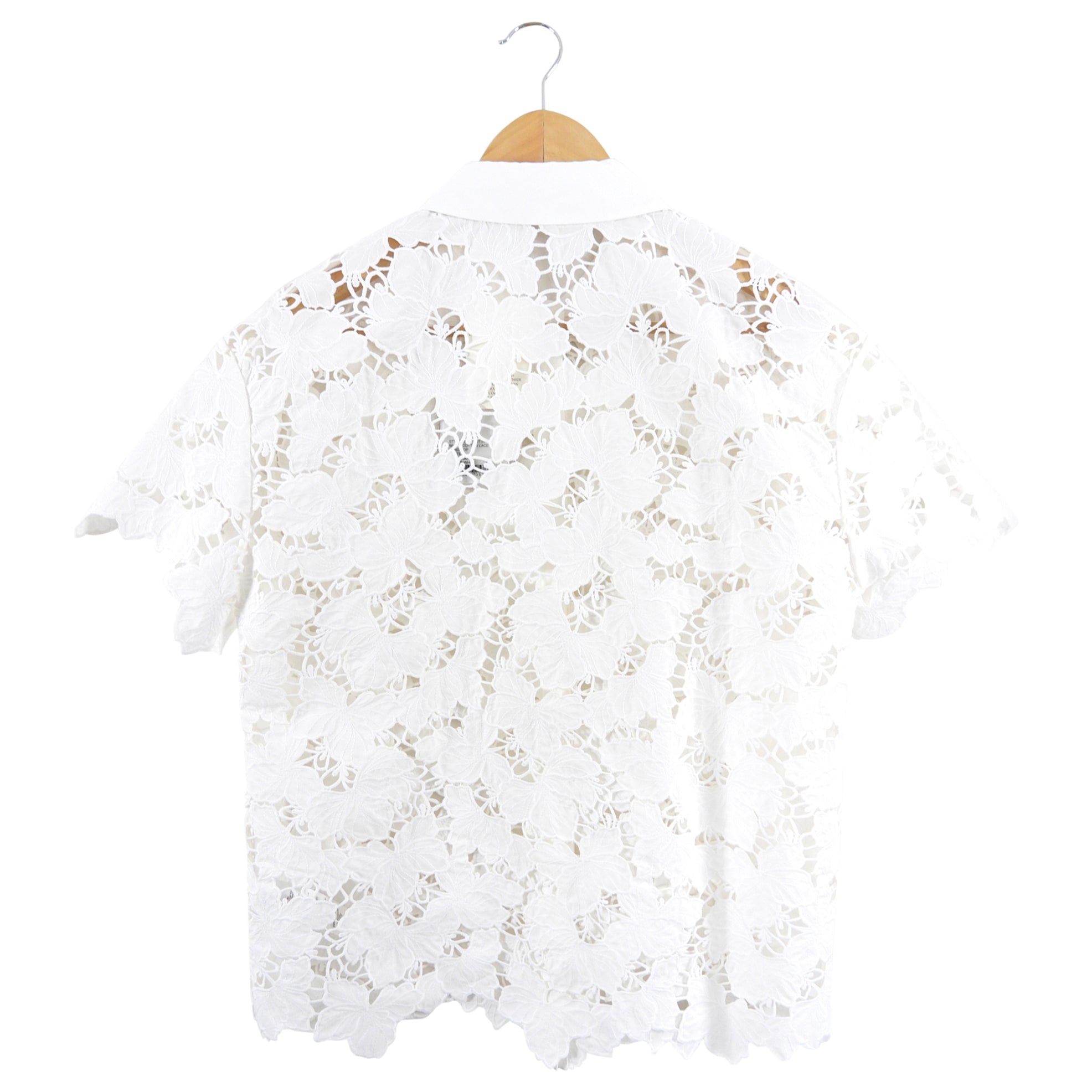 Self Portrait White Cotton Guipuire Lace Shirt - S / M