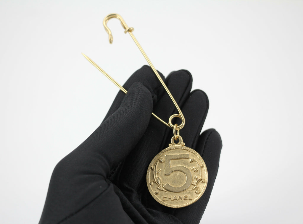 Chanel Vintage 03P Metal Ms Coco Coin Motif Brooch