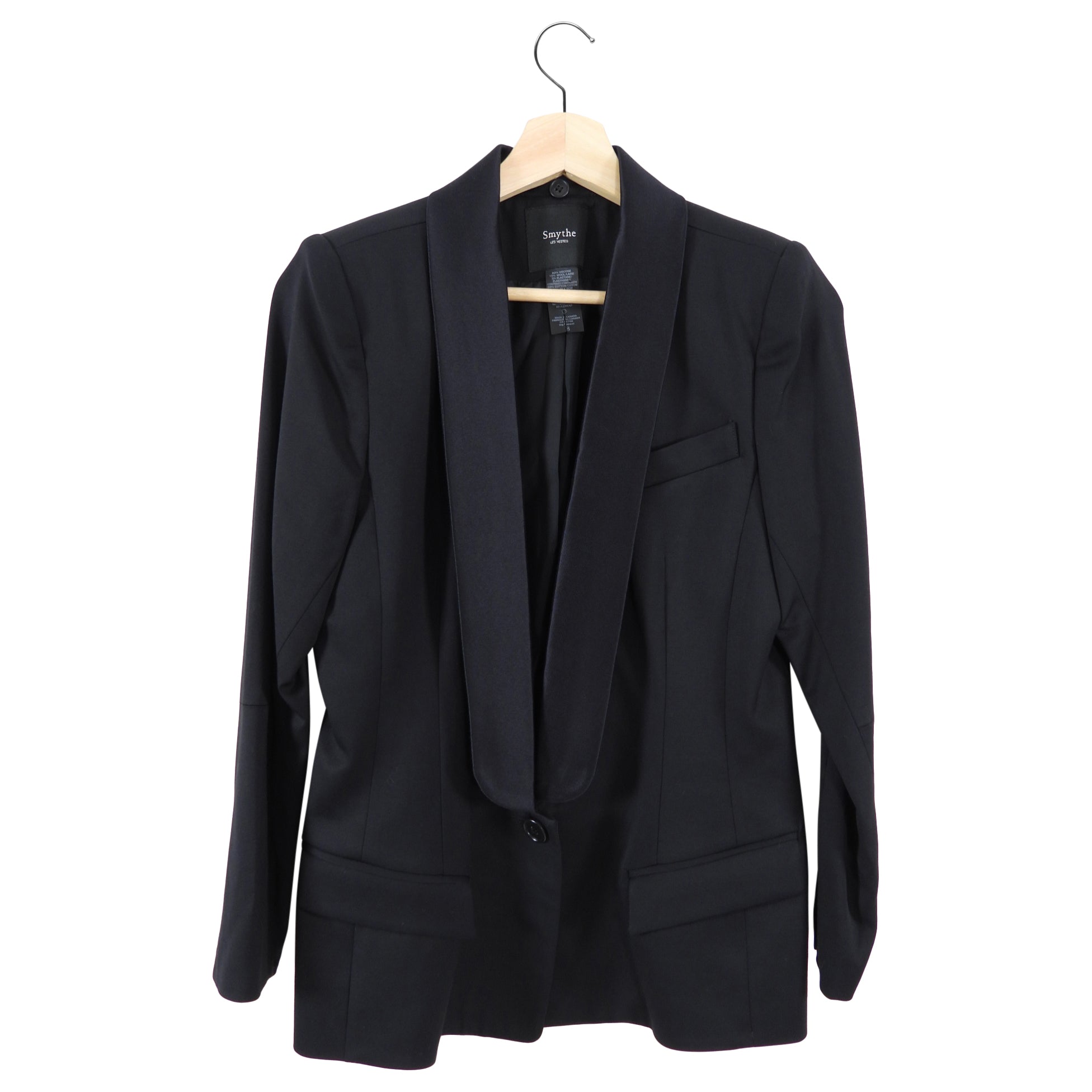 Smythe Black Shawl Collar Tuxedo Jacket - USA 6