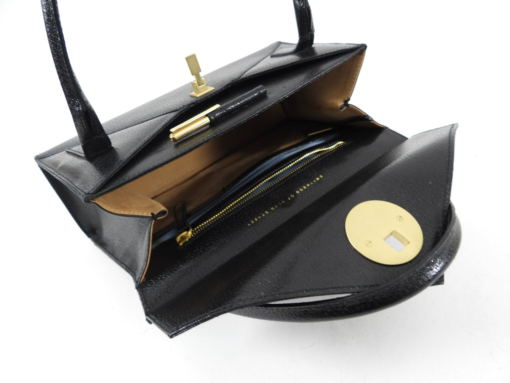 Smythson of Bond Street London Black Leather Hand Bag