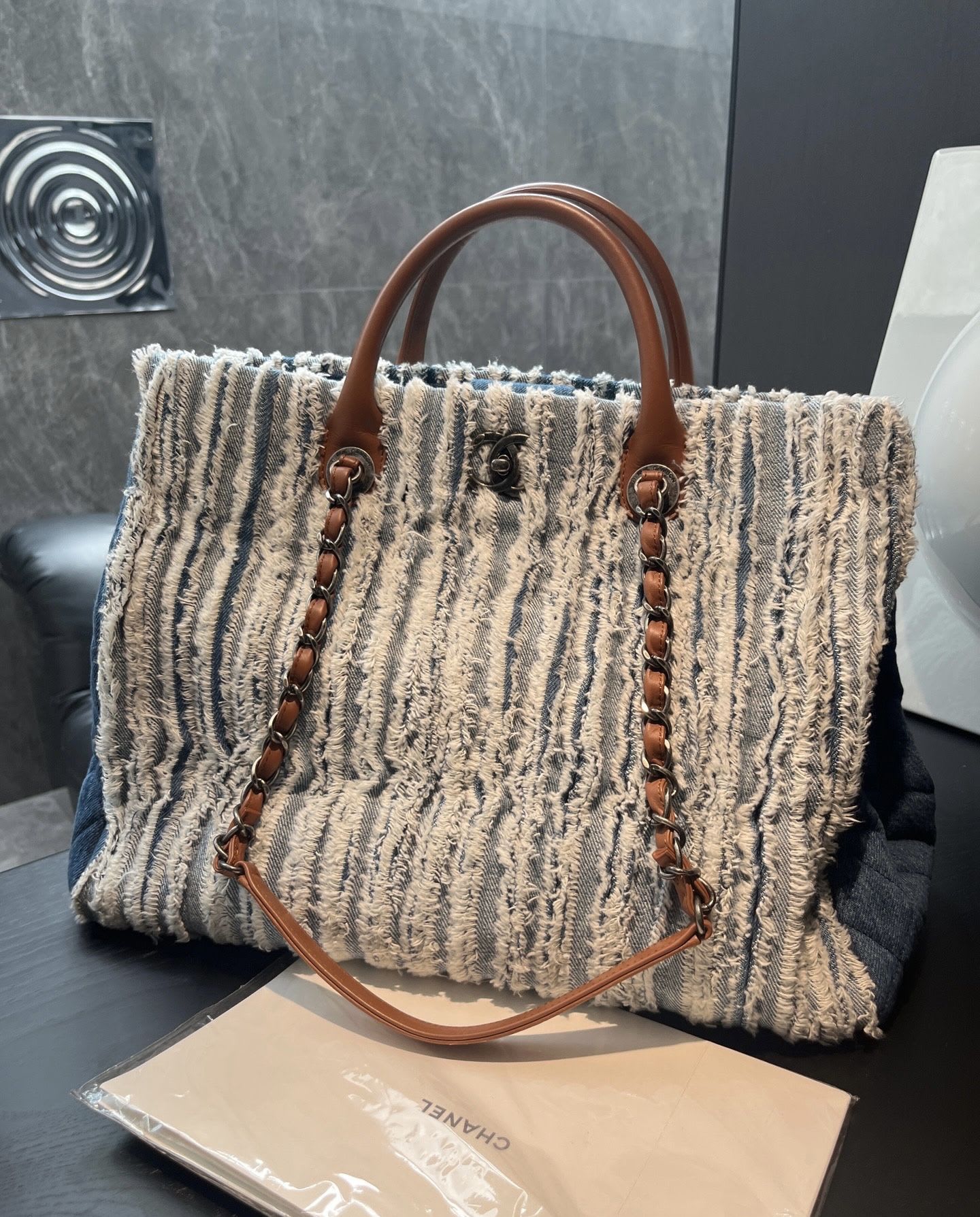 Chanel denim tassel tote bag
