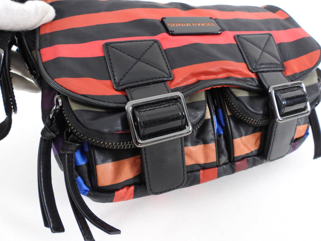 Sonia Rykiel Nylon Stripe Small Crossbody Messenger Bag