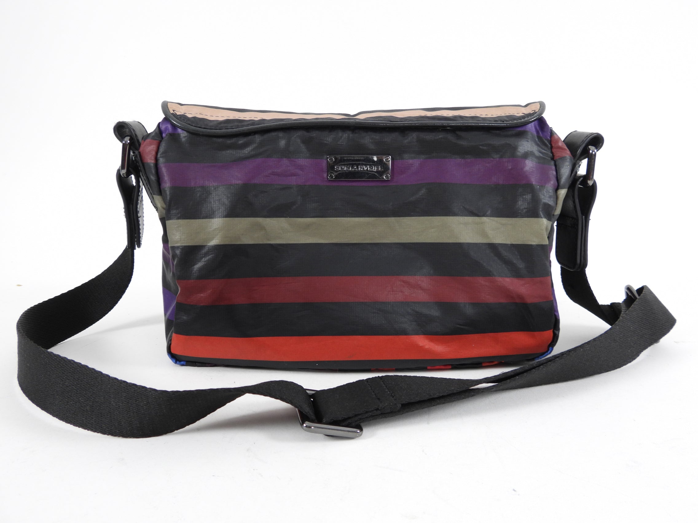 Sonia Rykiel Nylon Stripe Small Crossbody Messenger Bag