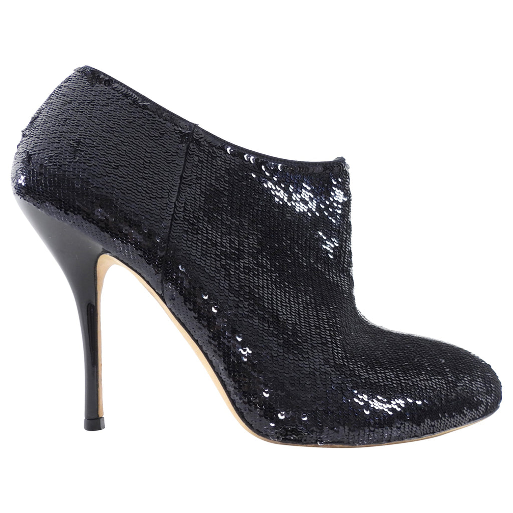 Gucci Black Sequin Paillette High Heel Ankle Booties - 37.5