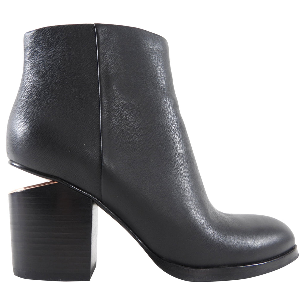 Alexander Wang Black Leather Gabi Block Heel Ankle Boots - 37