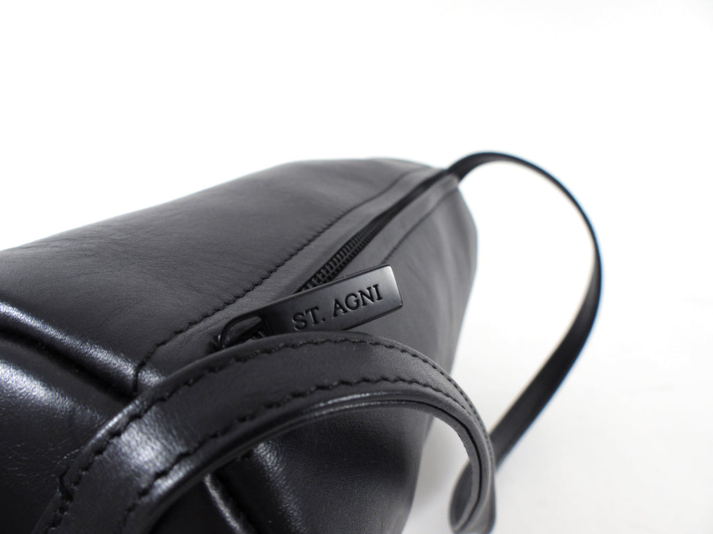 St. Agni Black Leather Barrel Connolo Bag