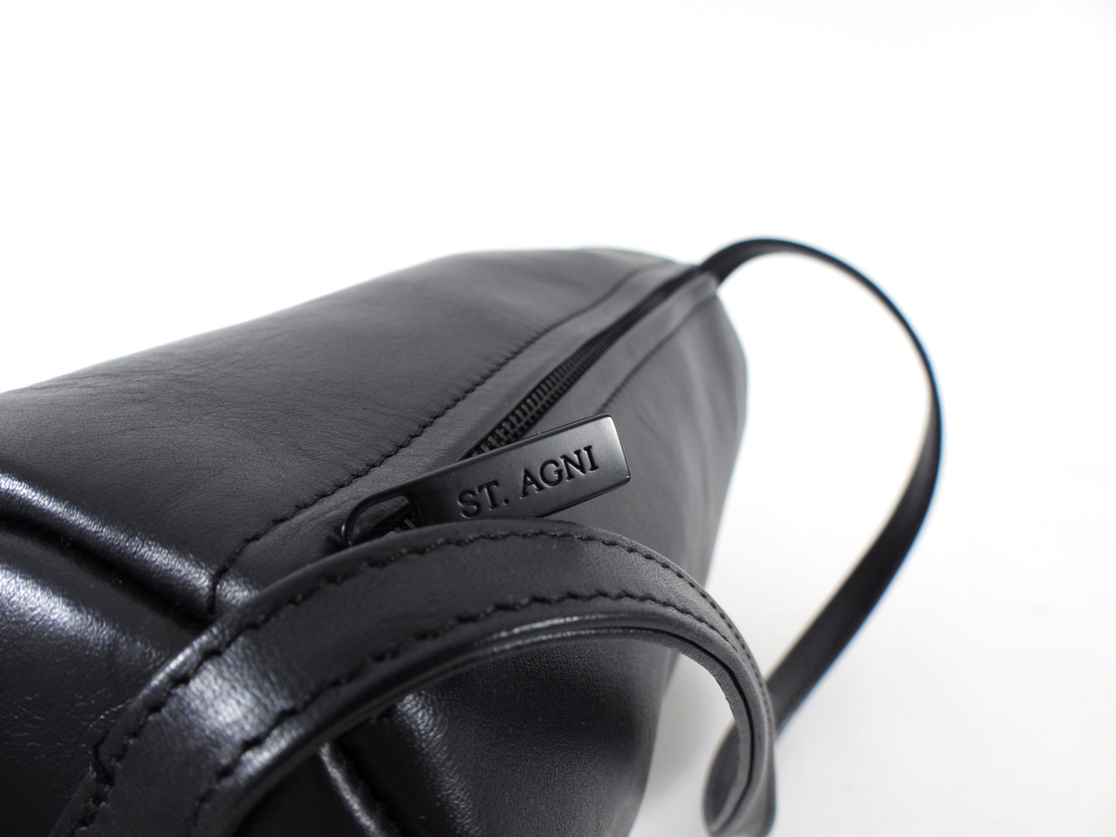 St. Agni Black Leather Barrel Connolo Bag