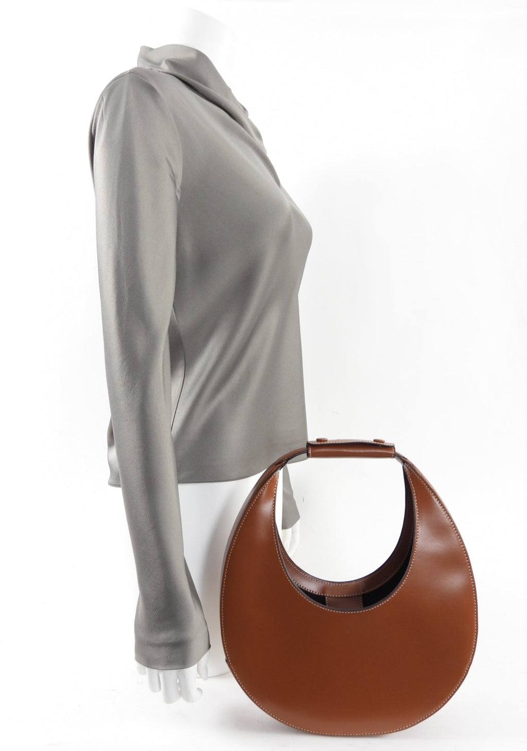 Staud Tan Smooth Leather Moon Bag
