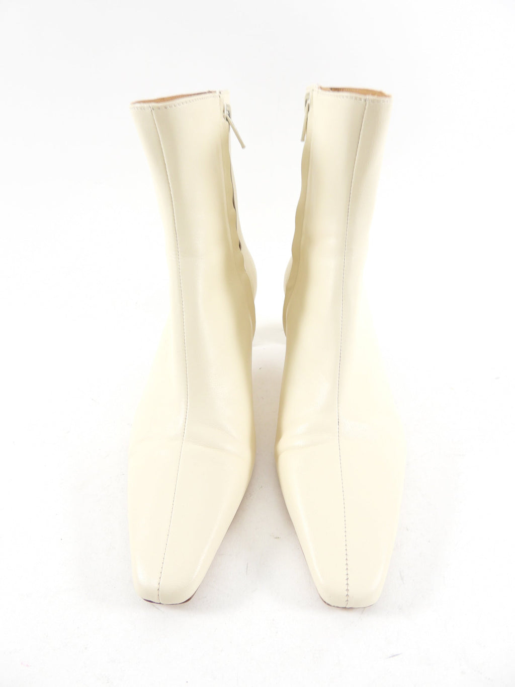 Staud Ivory Leather Low Heel Wally Ankle Boot - 37