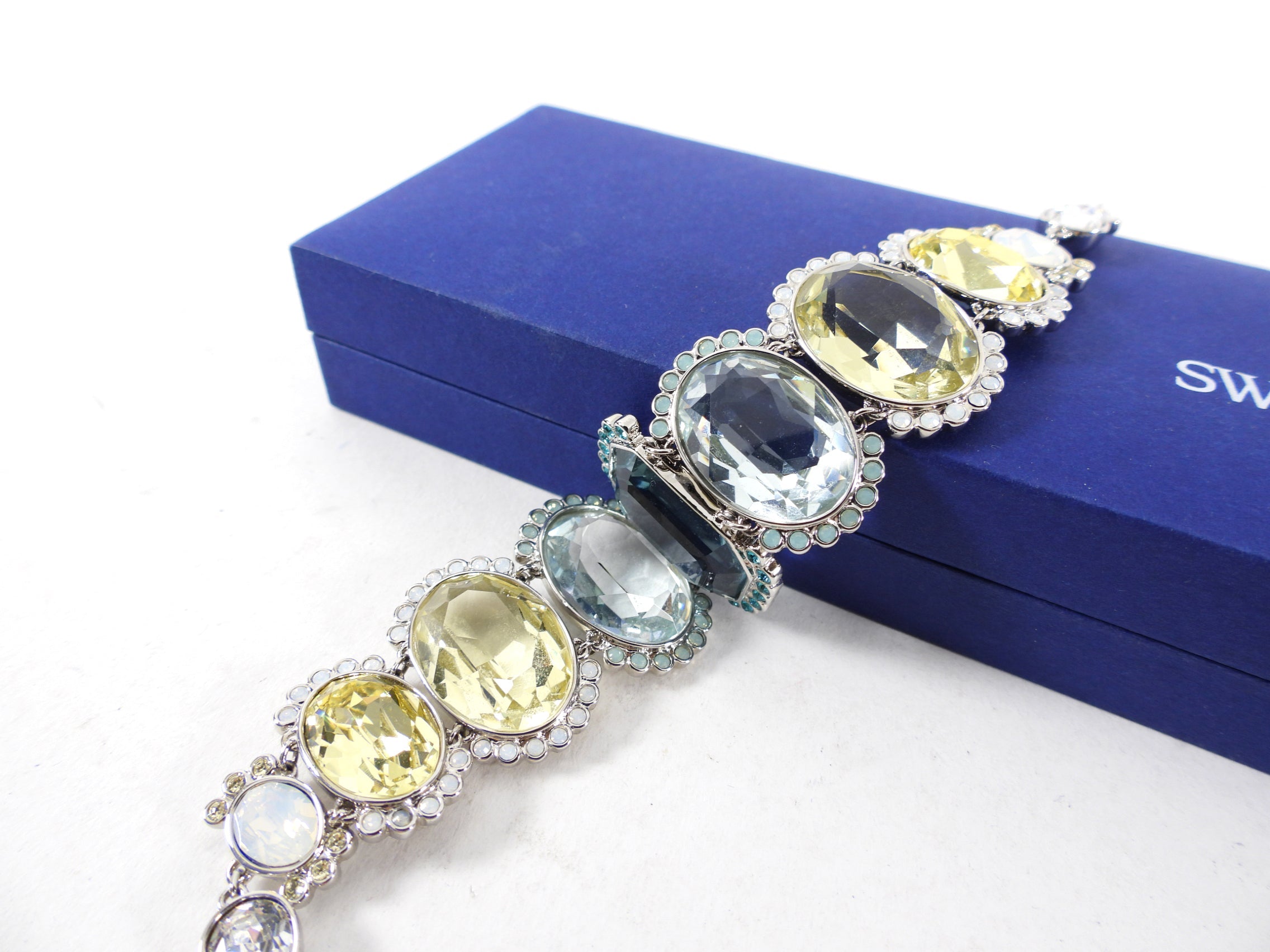 Swarovski Aqua and Yellow Crystal Link Bracelet