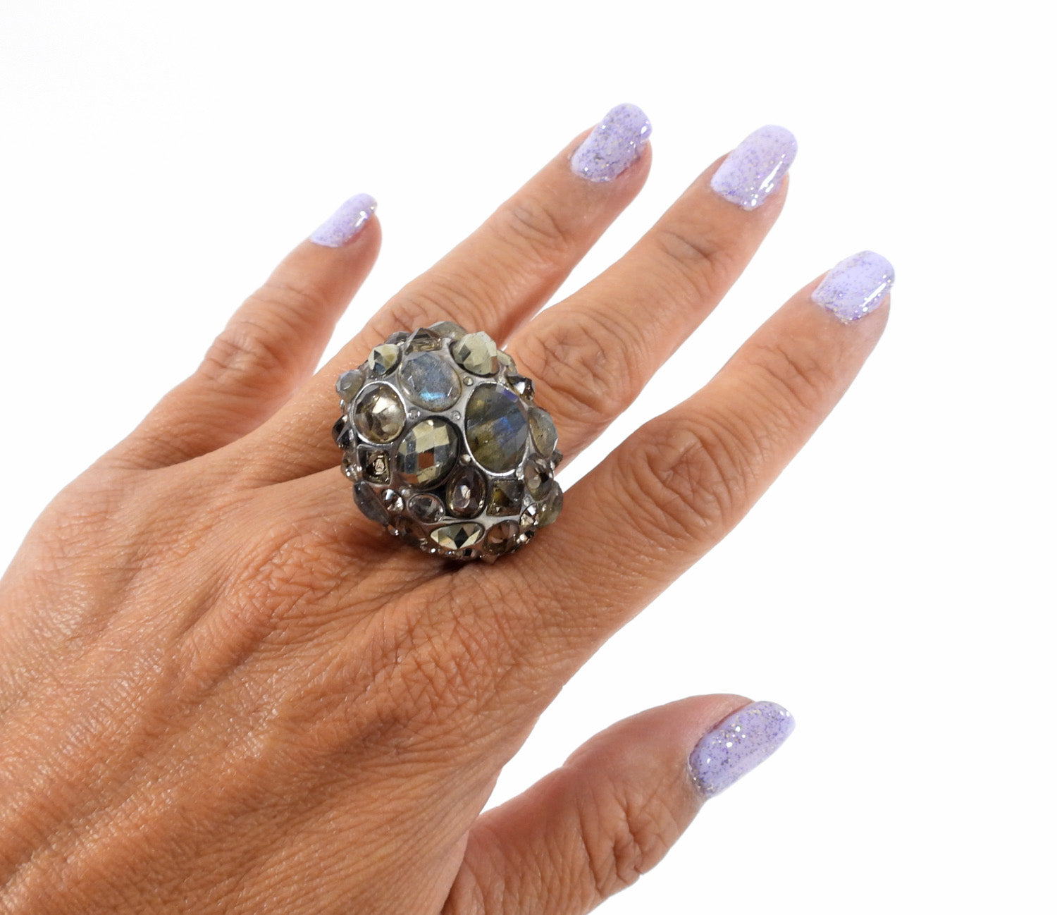 Swarovski Labradorite Domed Statement Costume Ring - 8.25