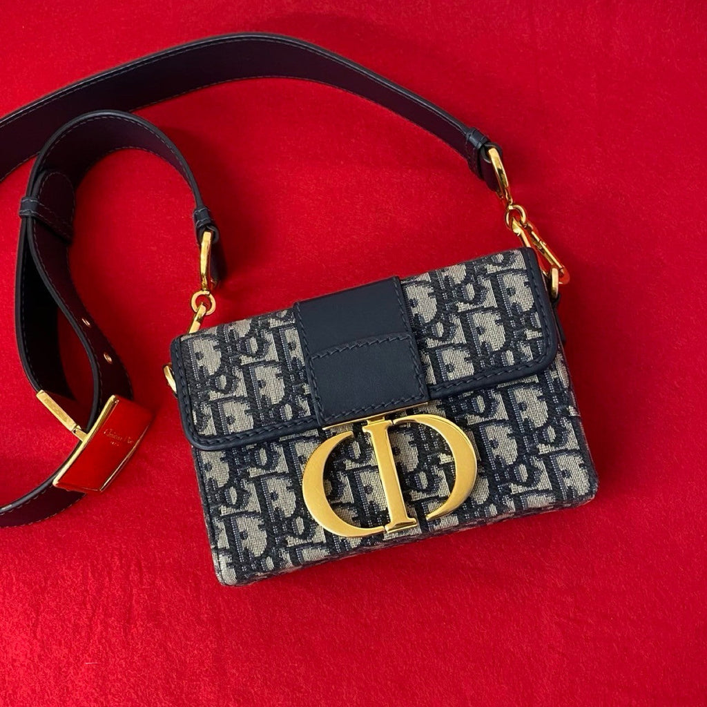 Christian Dior 30 Montaigne Oblique Leather Canvas Mini Shoulder Bag