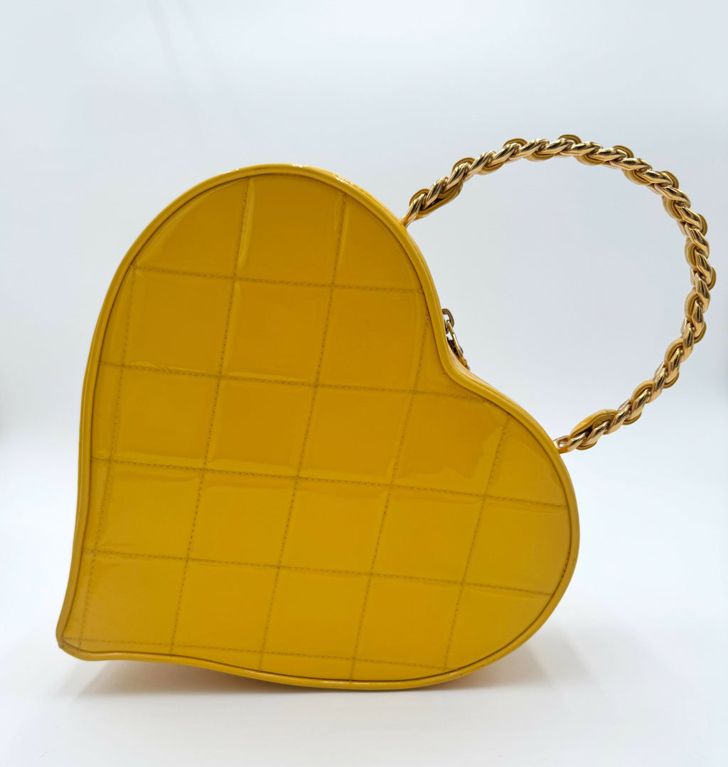 Chanel 1995 Vintage Barbie Yellow Heart Vanity Bag